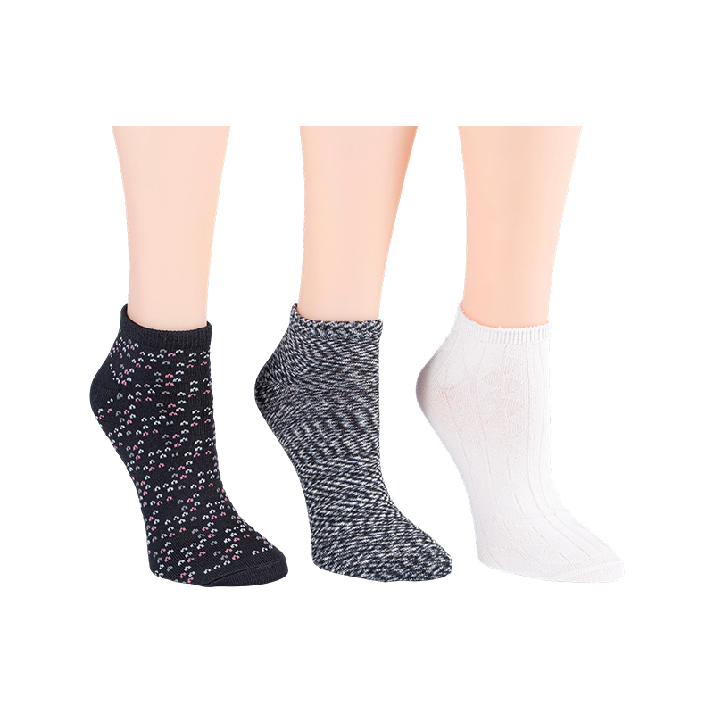 Calcetines de corte bajo con diseño de ojo de perdiz multicolor de 3 piezas