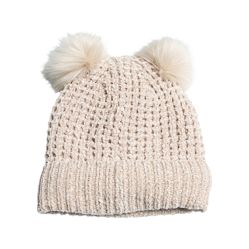 Gorro con puños de chenilla tipo gofre para niños